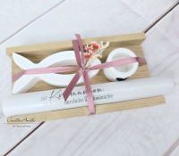 Geschenkset Anlaß zur Auswahl mit Fisch und Kerzenständer aus Beton - ROSA